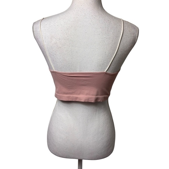 FREE PEOPLE INTIMATELY MEDIUM/LARGE PINK WHITE STRETCHY BRA - Picture 2 of 3